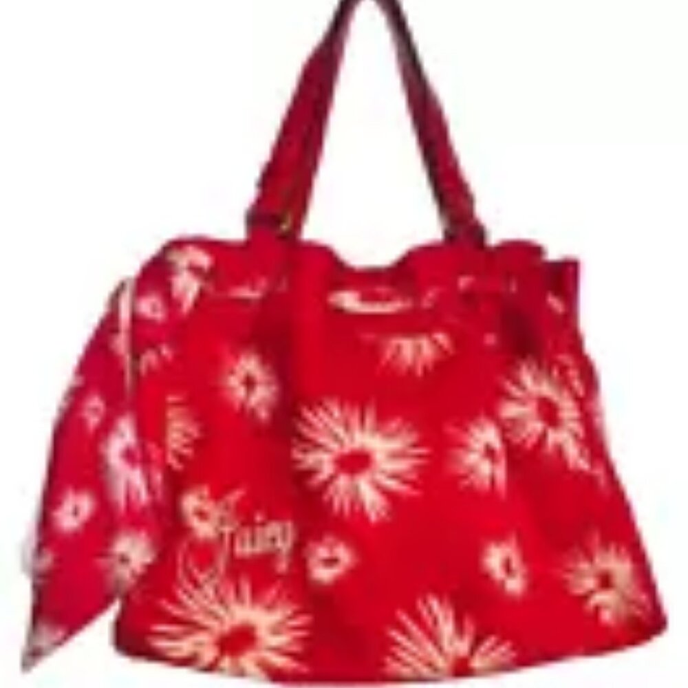 Juicy Couture "Christmas" Red Poinsettia Velour Daydreamer Shoulder Bag Shopper - Picture 2 of 11